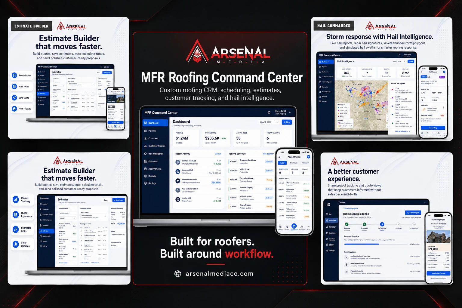 Custom business command center dashboard for customers tasks jobs and follow-up tracking